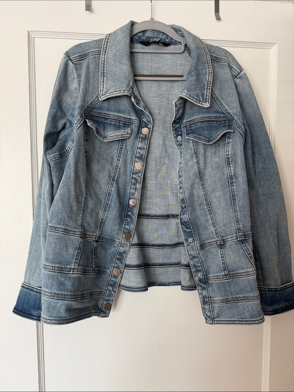 White House Black Market Light Blue Denim Jean Jacket